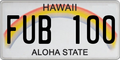 HI license plate FUB100