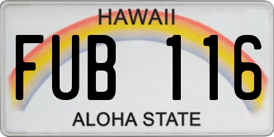 HI license plate FUB116