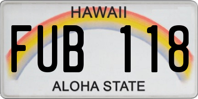 HI license plate FUB118