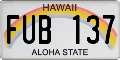 HI license plate FUB137