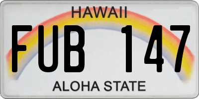 HI license plate FUB147