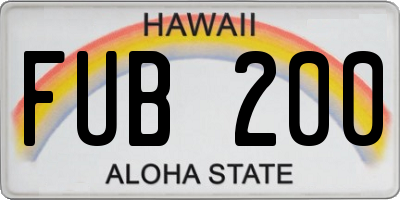 HI license plate FUB200