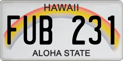 HI license plate FUB231