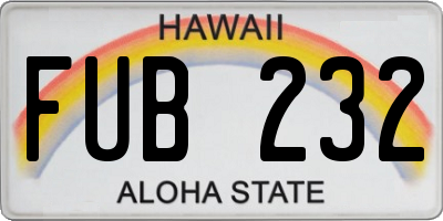 HI license plate FUB232