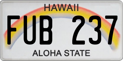 HI license plate FUB237