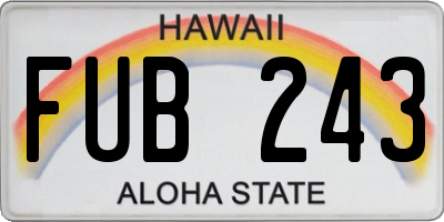 HI license plate FUB243