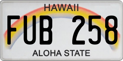 HI license plate FUB258