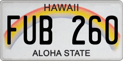 HI license plate FUB260