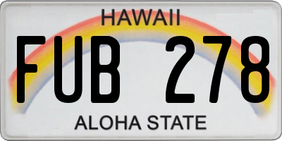 HI license plate FUB278
