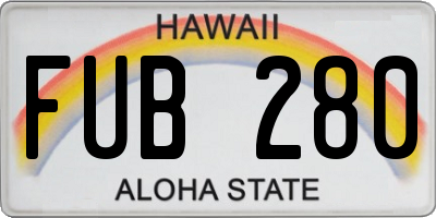 HI license plate FUB280