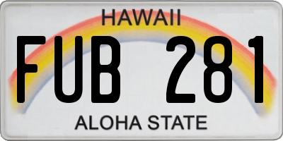 HI license plate FUB281
