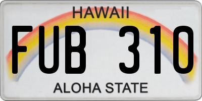 HI license plate FUB310