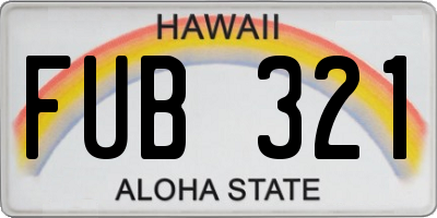HI license plate FUB321