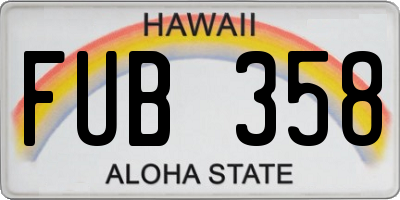 HI license plate FUB358