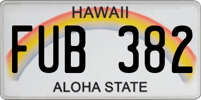 HI license plate FUB382