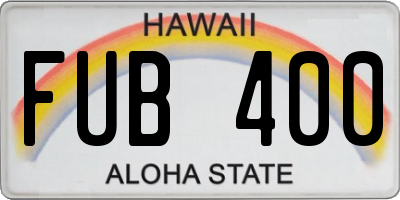 HI license plate FUB400