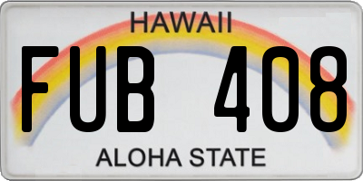 HI license plate FUB408