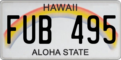 HI license plate FUB495