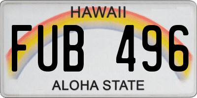 HI license plate FUB496