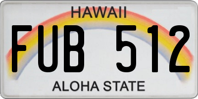 HI license plate FUB512