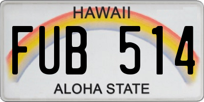HI license plate FUB514