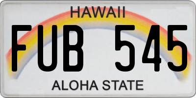 HI license plate FUB545