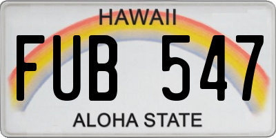 HI license plate FUB547