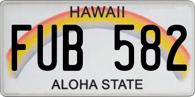 HI license plate FUB582