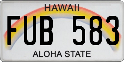 HI license plate FUB583
