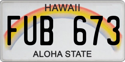 HI license plate FUB673