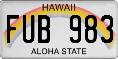 HI license plate FUB983