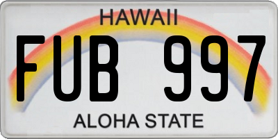 HI license plate FUB997
