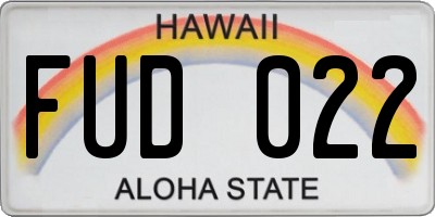 HI license plate FUD022