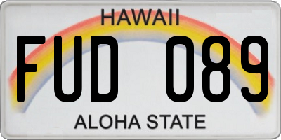 HI license plate FUD089