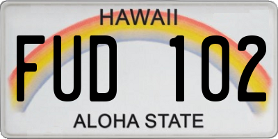 HI license plate FUD102