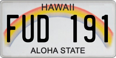 HI license plate FUD191