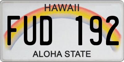 HI license plate FUD192