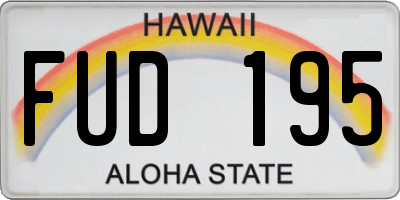 HI license plate FUD195