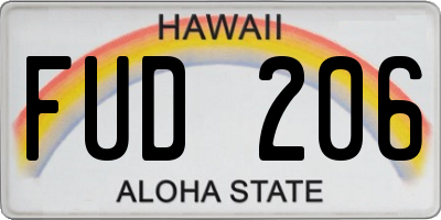 HI license plate FUD206