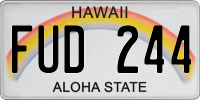 HI license plate FUD244