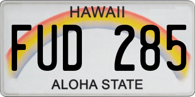 HI license plate FUD285