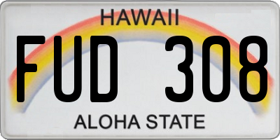 HI license plate FUD308