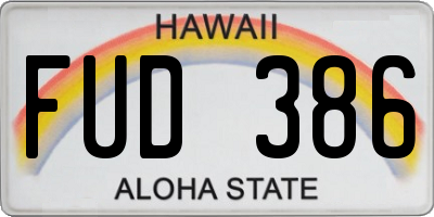 HI license plate FUD386