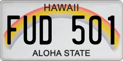 HI license plate FUD501