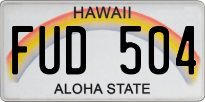 HI license plate FUD504