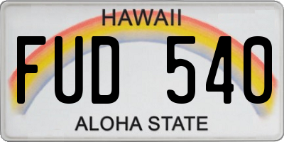 HI license plate FUD540