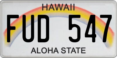 HI license plate FUD547