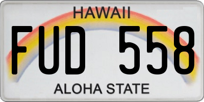 HI license plate FUD558