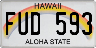 HI license plate FUD593