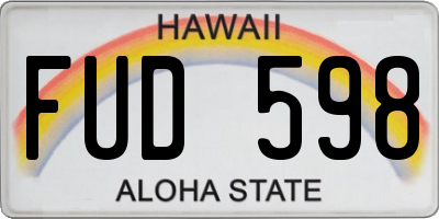 HI license plate FUD598